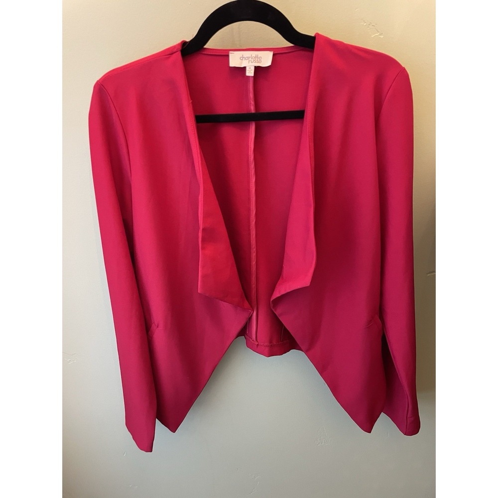 Charlotte Russe Red Open Front Cropped Jacket Y2K Corporate Chic Womens Size M
